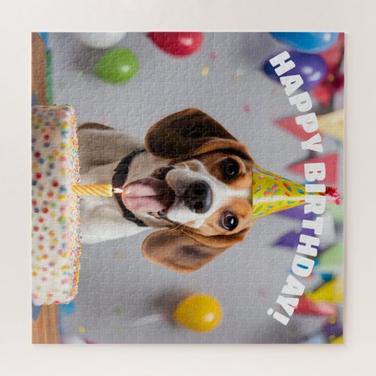 Puzzle Fête d'anniversaire beagle (Horizontal)