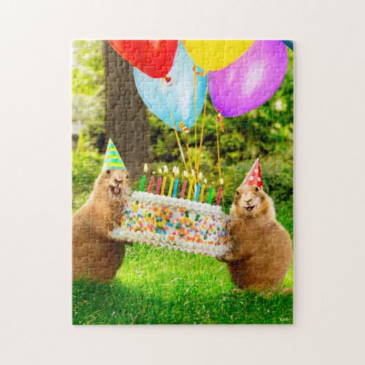 Puzzle Fête d'anniversaire de chien de prairie (Vertical)