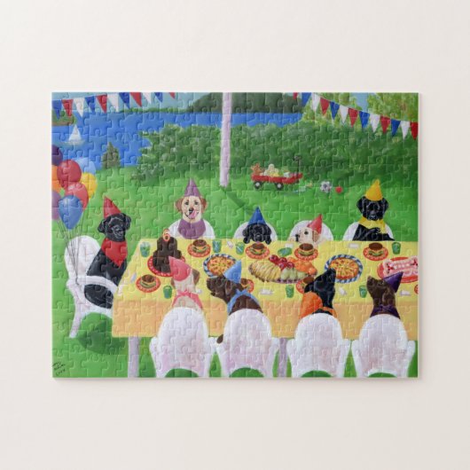 Puzzle Fête d'anniversaire du Labrador (Horizontal)
