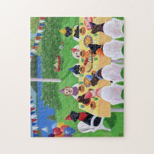 Puzzle Fête d'anniversaire du Labrador (Vertical)