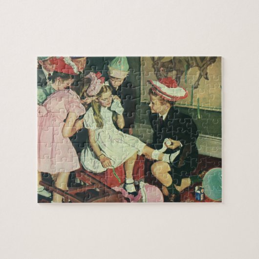 Puzzle Fête d'anniversaire vintage, Épingler la queue sur (Horizontal)