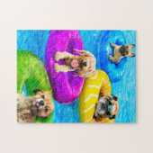Puzzle Fête de chien dans la piscine (Horizontal)
