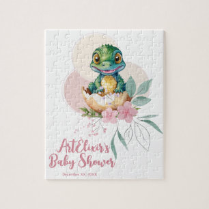 Puzzle Fête de Naissance Fleurie de Bébé Alligator qui Éc