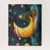 Puzzle Fête de Noël drôle Lune Galaxy (Vertical)