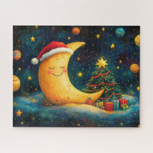 Puzzle Fête de Noël drôle Lune Galaxy