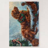 Puzzle Fête de Noël du chien roux irlandais (Vertical)