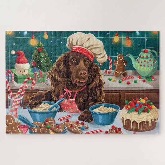 Puzzle Fête de Noël du Field Spaniel : Pâtisserie festive (Horizontal)
