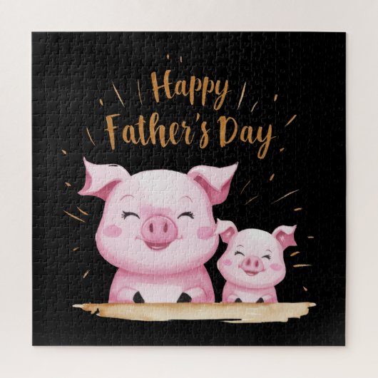 Puzzle Fête des pères joyeuse de porc (Vertical)