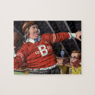 Puzzle Fête des Pères vintage, papa et fils football