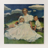 Puzzle Fête vintage des mères, maman avec enfants (Horizontal)