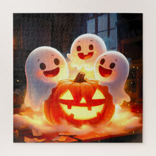 Puzzle Feu Citrouille éffrayant Ghost