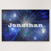 Puzzle Feu d'artifice bleu impossible personnalisé (Horizontal)