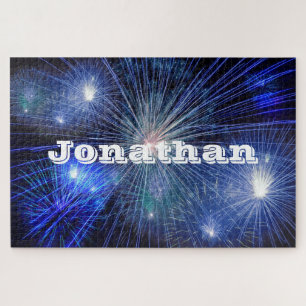 Puzzle Feu d'artifice bleu impossible personnalisé