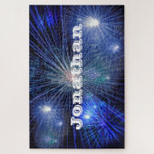 Puzzle Feu d'artifice bleu impossible personnalisé (Vertical)