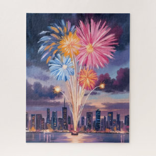 Puzzle Feu d'artifice Nouvel An Aquarelle