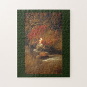Puzzle Feuillage d'automne art abstrait vert olive arrièr (Vertical)