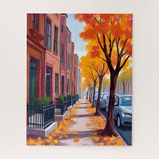 Puzzle Feuillage d'automne de Boston à l'aquarelle (Vertical)