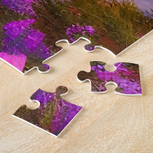 Puzzle Feuillage pourpre Lune et lac paisible (Côté)