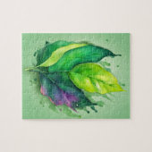 Puzzle Feuille d'aquarelle verte (Horizontal)