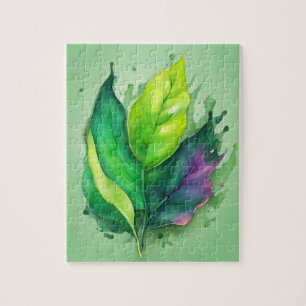 Puzzle Feuille d'aquarelle verte