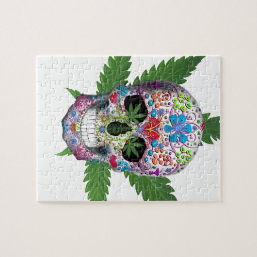 Puzzle Feuille de pot de crâne décorée (Horizontal)