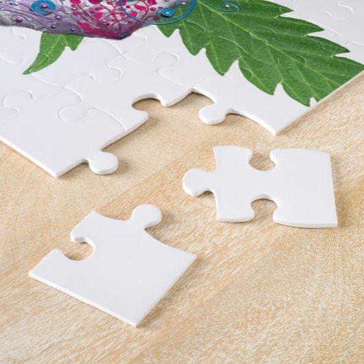 Puzzle Feuille de pot de crâne décorée (Côté)