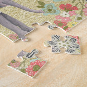 Puzzle Feuille d'or florale de cadre d'éléphant chic (Côté)