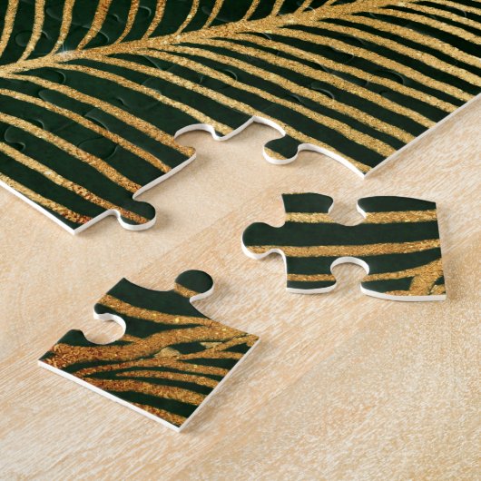Puzzle Feuille d'or Forêt verte Élégant Motif (Côté)