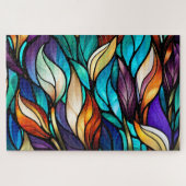 Puzzle Feuilles colorés en verre tendu (Horizontal)