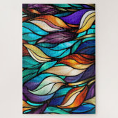 Puzzle Feuilles colorés en verre tendu (Vertical)