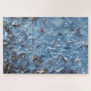 Puzzle Feuilles Dans La Glace (Bleu)