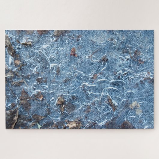 Puzzle Feuilles Dans La Glace (Bleu) (Horizontal)