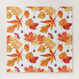 Puzzle Feuilles d'aquarelle, motif naturel transparent.