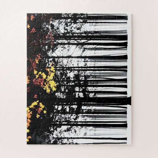 Puzzle Feuilles d'automne en Forêt Noire et Blanche pour  (Vertical)