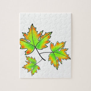 Puzzle Feuilles d'automne rouge vert orange feuilles