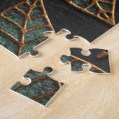 Puzzle Feuilles de cuivre : texture grunge noire. (Côté)