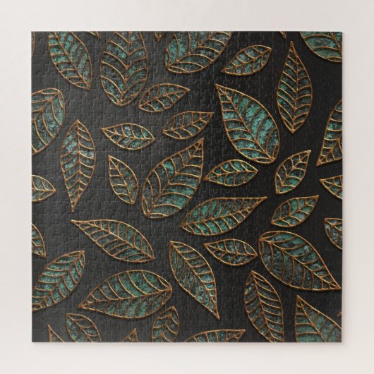 Puzzle Feuilles de cuivre : texture grunge noire. (Vertical)