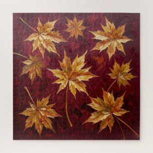 Puzzle Feuilles de Érable Dorées Peinture d'Automne
