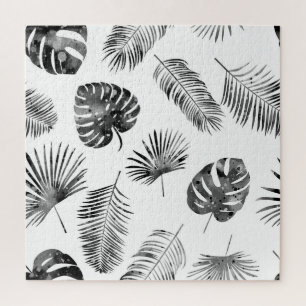 Puzzle Feuilles de palmier noir : vintage sans soudure.