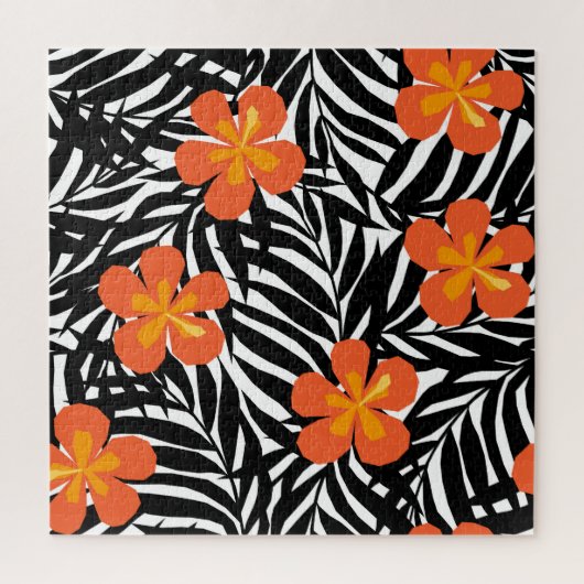 Puzzle Feuilles de palmiers tropicaux, application vintag (Vertical)