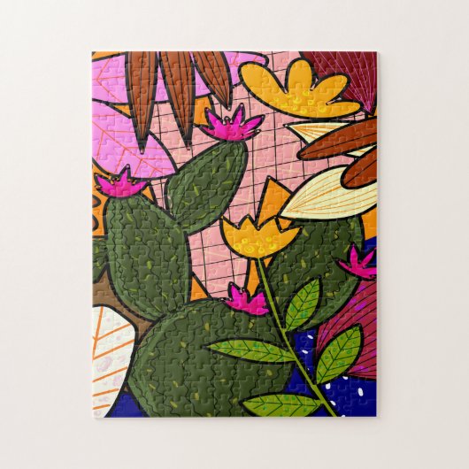 Puzzle Feuilles et fleurs tropicales abstraites (Vertical)