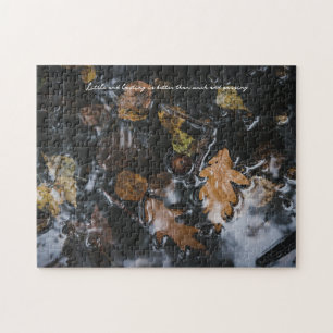 Puzzle Feuilles et glands d'automne dans des eaux mystéri