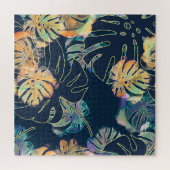 Puzzle Feuilles exotiques peints à la main : motif sans c (Horizontal)