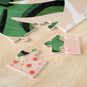 Puzzle Feuilles Monstera sur rose. (Côté)