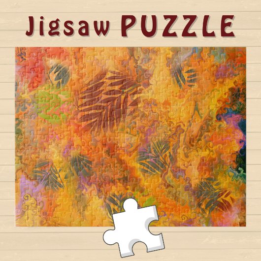 Puzzle Feuilles orange Art de marbrure Automne Vibes -