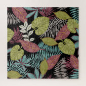 Puzzle Feuilles sombres tropicaux : Motif textile (Vertical)