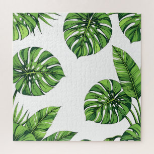 Puzzle Feuilles Tropicales de Monstera Motif Sans Couture