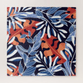 Puzzle Feuilles tropicaux colorés Arrière - plan bleu (Horizontal)