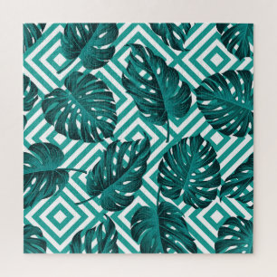 Puzzle Feuilles tropicaux : Motif Floral sans joint.