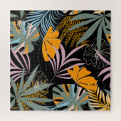 Puzzle Feuilles tropicaux : Vintage foncé. (Horizontal)